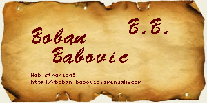 Boban Babović vizit kartica